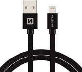 Swissten Lightning naar USB kabel voor iPhone 8/SE/X/XS/XR/11/12/13/14 - Pro/Pro Max/Mini/Plus en diverse iPad modellen - 1.2M - Zwart