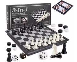 Opklapbare Magnetisch Schaakbord- Bordspellen- Schaakset- Chess Set - 32cm x 32cm- Schaak/dambord- Met Schaakstukken