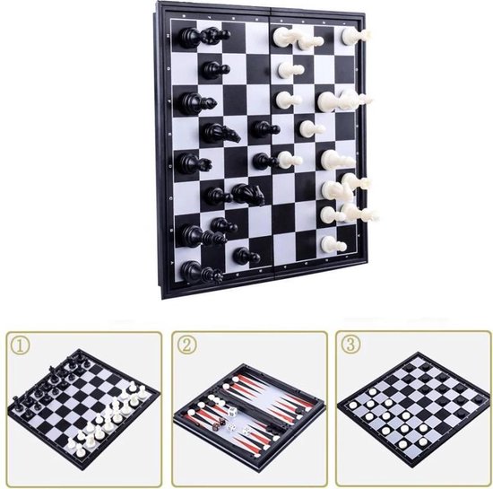Thumbnail van een extra afbeelding van het spel Opklapbare Magnetisch Schaakbord- Bordspellen- Schaakset- Chess Set - 32cm x 32cm- Schaak/dambord- Met Schaakstukken