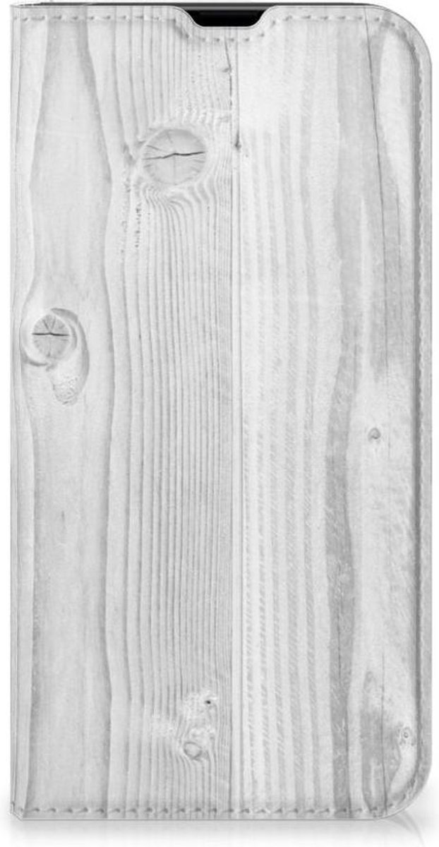 iPhone 13 Pro Book Wallet Case White Wood