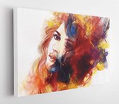 Canvas schilderij - Woman face. Hand painted fashion illustration  -      117772300 - 80*60 Horizontal