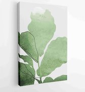 Canvas schilderij - Botanical wall art vector set. Earth tone boho foliage line art drawing with abstract shape. 1 -    – 1877887408 - 50*40 Vertical