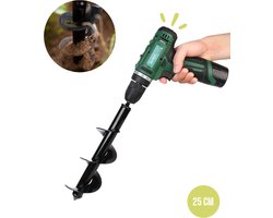 Grondboor voor Planten - 25 CM - Palenboor - Moestuin - Bollenplanter - Zwart