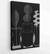 Canvas schilderij - Composition with abstract plants in vases. Hand-drawn raster floral illustration for your modern design. -  Productnummer 1627490254 - 50*40 Vertical