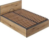 Houten Safe Bed 140x190 + Hoofdeinde - Rustiek eiken - Inclusief lattenbodem - L 140 x D 193 x H 80 cm