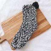 Sokken dames warm / zacht - fluffy sokken - winter dikke sokken - met pompon - huissokken - grijs - 36-40