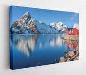 Canvas schilderij - Reine, Lofoten Islands, Norway Olenilsoya Winter  -     396528211 - 80*60 Horizontal