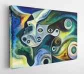 Canvas schilderij - Inner Texture series. Abstract arrangement of faces, colors, organic textures, flowing curves suitable for projects on inner world, love, relationships, soul an