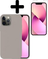 iPhone 13 Pro Max Hoesje Case Siliconen Met Screenprotector - iPhone 13 Pro Max Case Hoesje Hoes Met Screenprotector - Grijs