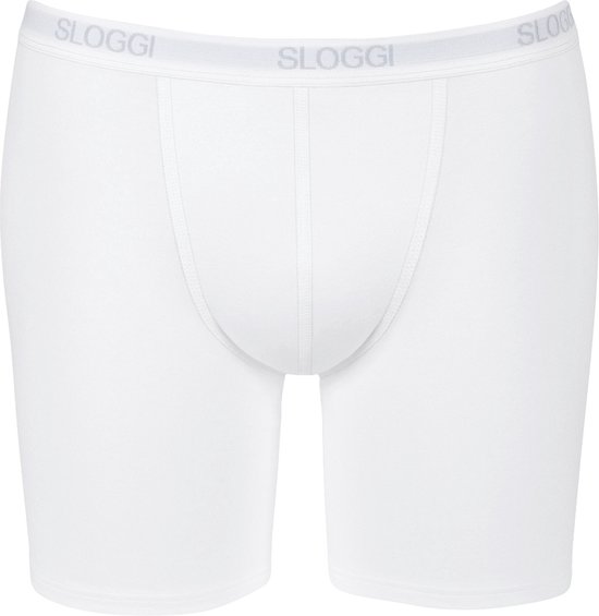 Wit katoenen boxershort voor heren met een grijze Sloggi-band.