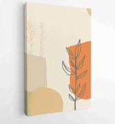 Canvas schilderij - Earth tone boho foliage line art drawing with abstract shape. Abstract Plant Art design for print, cover, wallpaper, Minimal and natural wall art. 4 -    – 1842