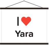 Posterhanger incl. Poster 120x90 cm - Schoolplaat - I love - Yara - Meisje - Textielposter - Zwarte latten