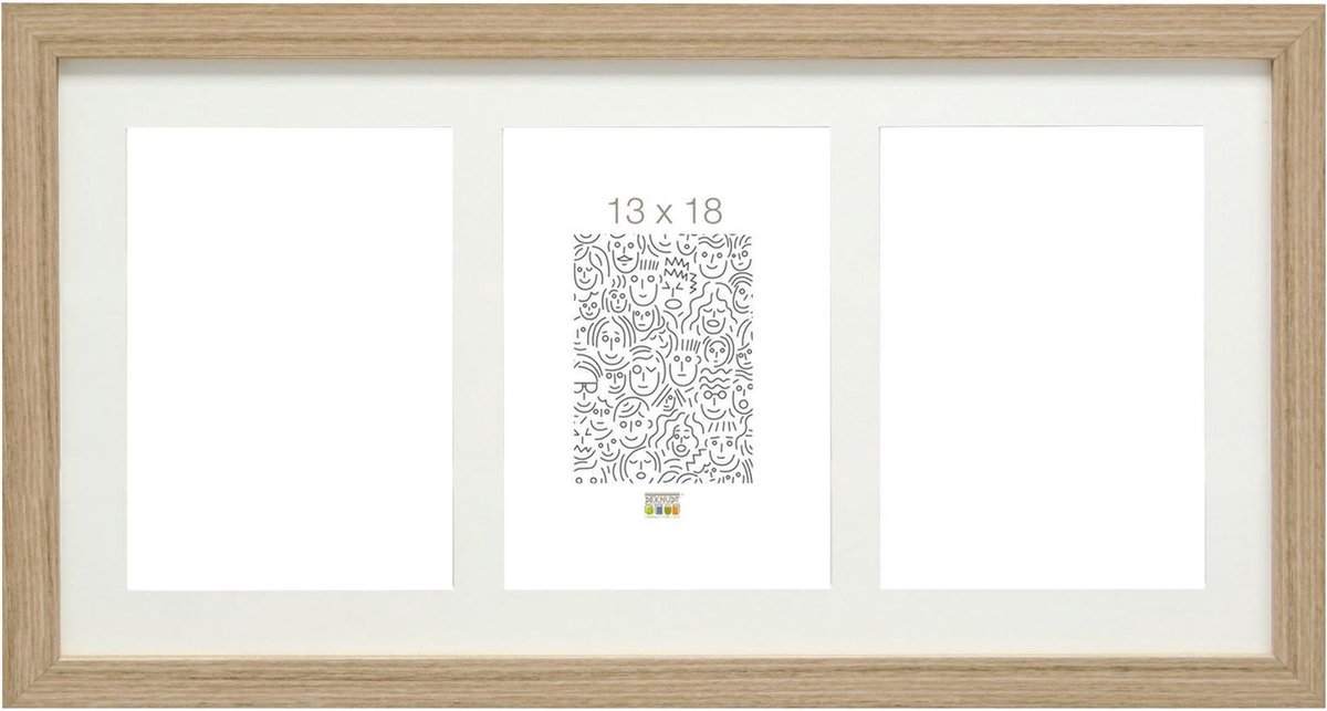 Deknudt Frames fotolijst S66KB3 - naturel - 3 verticale foto's 13x18 cm