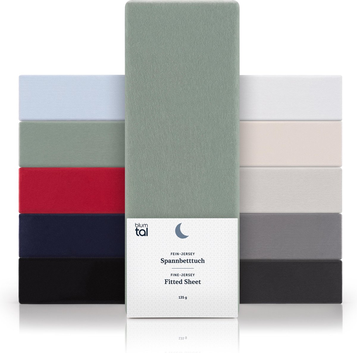 Blumtal Hoeslaken - Fitted Sheet - Jersey - Katoen -  90 x 200 x 30 cm - Zomers Groen