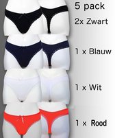 5 pak strings M Zwart (2), Blauw, Wit, Rood