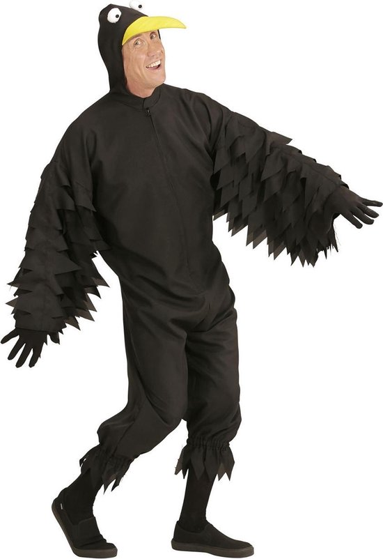 Widmann - Arend & Struisvogel & Uil & Kraai & Aasgier & Toekan & Flamingo Kostuum - Zwarte Vrolijke Kraai - Man - Zwart - XL - Carnavalskleding - Verkleedkleding
