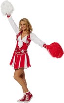 Wilbers & Wilbers - Cheerleader Kostuum - Dansende Cheerleader Luxe Rood - Vrouw - Rood - Maat 46 - Carnavalskleding - Verkleedkleding