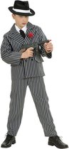 Widmann - Maffia Kostuum - Gangster Jongen Al Capone Kostuum - Zwart / Wit - Maat 128 - Carnavalskleding - Verkleedkleding