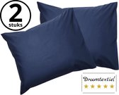 Literie Katoenen Kussenslopen Set van 2 Stuks - Navy Blauw - 60x70cm - Zacht Katoen