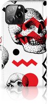 GSM Hoesje Geschikt voor iPhone 13 Pro Max Bookstyle Case Skull Red
