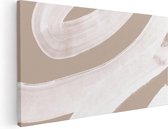 Artaza Canvas Schilderij Abstracte Kunst - Witte Strepen op Beige - 120x60 - Groot - Foto Op Canvas - Canvas Print