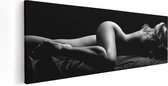 Artaza Canvas Schilderij Vrouw Naakt in Bed - Erotiek - Zwart Wit - 120x40 - Groot - Foto Op Canvas - Canvas Print