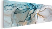 Artaza Canvas Schilderij Abstracte Kunst - Blauwe Grijze Marmer - 120x40 - Groot - Foto Op Canvas - Canvas Print