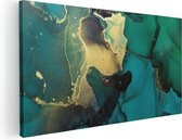 Artaza - Peinture sur toile - Art abstrait - Vert avec or - 100x50 - Groot - Photo sur toile - Impression sur toile
