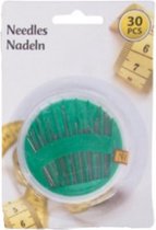 naaldenset 14 cm zilver/groen 30 stuks