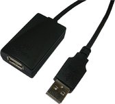 LogiLink USB 2.0 Repeater, 5 m aktieve verlenging, Zwart