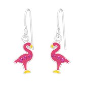 Toverstaartjes - Zilveren kinderoorbellen - Flamingo Oorhangers Zilver - Meisjes Oorbellen