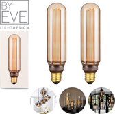 BY EVE T45XL LED Filament - 2 stuks - Champagne - Sfeerverlichting - Glasvezel - Dimbaar - A++ - Ø 45 mm - E27 - 3,5 W - 120 lumen - Vintage Ledlamp - Sfeerlamp - Kooldraadlamp