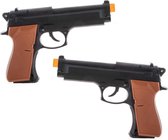 2x stuks verkleed speelgoed wapens pistool van kunststof - Politie/soldaten thema - voor kinderen