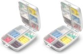 2x stuks medicijnen doosjes/pillendoosjes 12 -vaks wit met rood kruis 14 cm - Geneesmiddelen bewaarbox