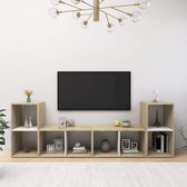 Tv-meubelen 4 st 72x35x36,5 cm spaanplaat wit sonoma eikenkleur