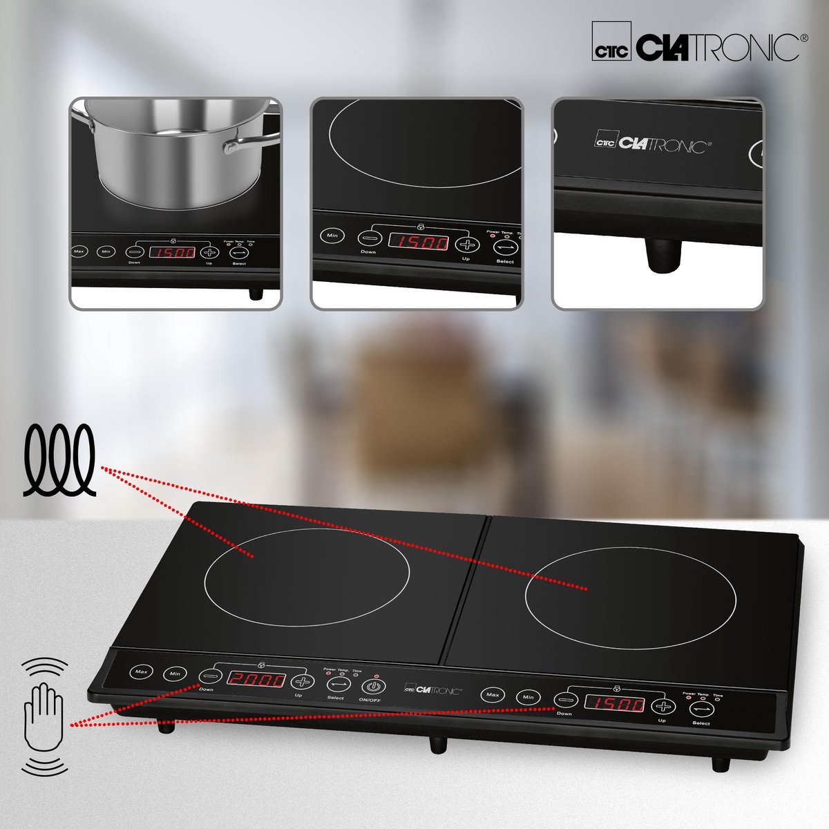 Clatronic DKI 3609 Placa de Inducción Doble Portátil 3500W