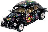 Metalen Volkswagen Kever Bloemen: 17 cm Zwart