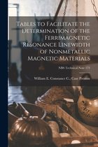 Tables to Facilitate the Determination of the Ferrimagnetic Resonance Linewidth of Nonmetallic Magnetic Materials; NBS Technical Note 173