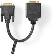 DVI-Kabel | DVI-I 24+5-Pin Male | 2x VGA Female | 1080p | Vernikkeld | 0.20 m | PVC | Zwart | Polybag