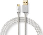 Nedis USB-Kabel | USB 2.0 | USB-A Male | USB Micro-B Male | 480 Mbps | Verguld | 2.00 m | Rond | Gebreid / Nylon | Aluminium | Cover Window Box