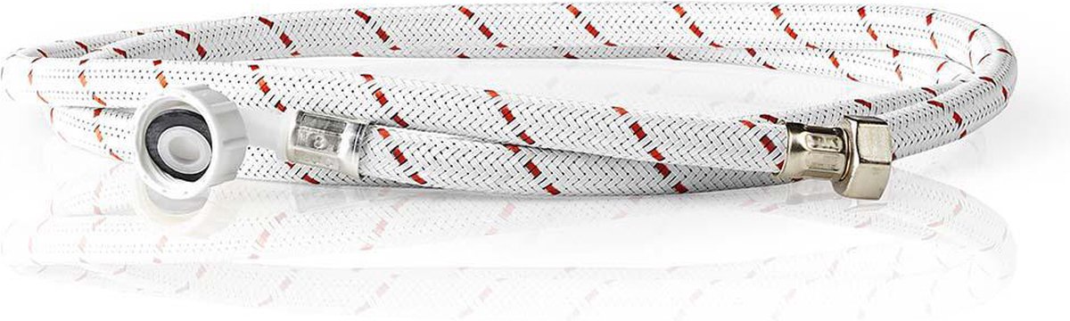 Nedis Nylon Toevoerslang - 1/2'' - 3/4'' - 10 Bar - 2.00 m - Toepassing: Schotel / Wasmachine - Nylon - Rood / Wit