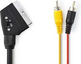 SCART-Kabel | SCART Male | 2x RCA Male | Vernikkeld | Schakelbaar | 480p | 2.00 m | Rond | PVC | Zwart | Polybag