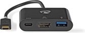 Nedis USB Multi-Port Adapter - USB 3.2 Gen 1 - USB-C Male - HDMI Output / USB-A Female / USB-C Female - 5 Gbps - 0.20 m - Rond - Verguld - PVC - Antraciet - Window Box