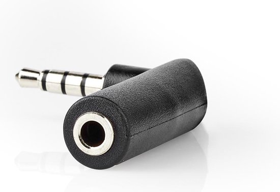 Nedis Stereo-Audioadapter - 3,5 mm Male - 3,5 mm Female - Vernikkeld - 90° Gehoekt - Metaal - Zwart - 10 Stuks - Polybag