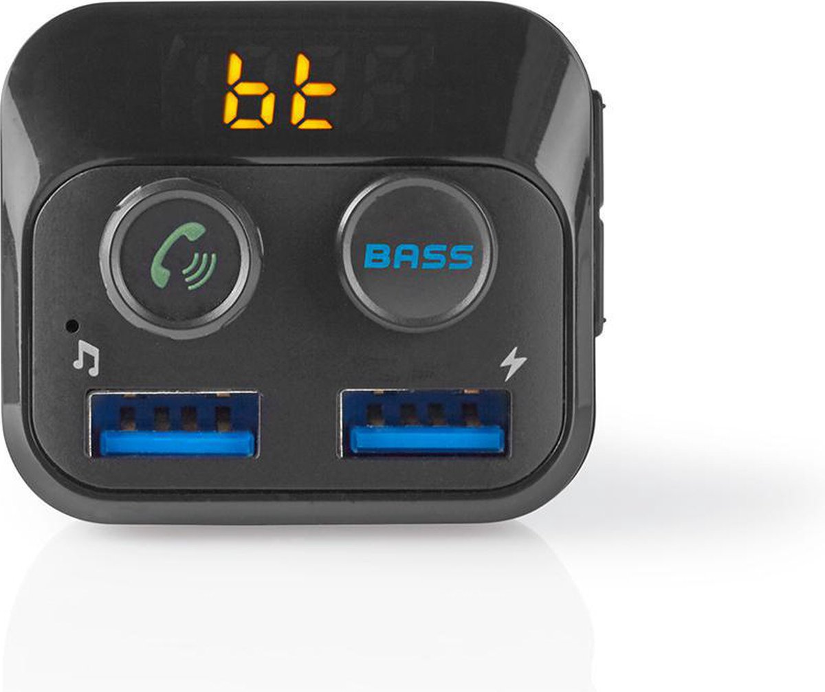 FM-Transmitter voor in de Auto, Bluetooth®, Bass Boost, microSD-kaartsleuf, Handsfree Bellen