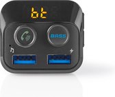 Nedis CATR120BK Fm-transmitter Voor In De Auto Bluetooth® Bass Boost Microsd-kaartsleuf Handsfree Bellen 2x Usb