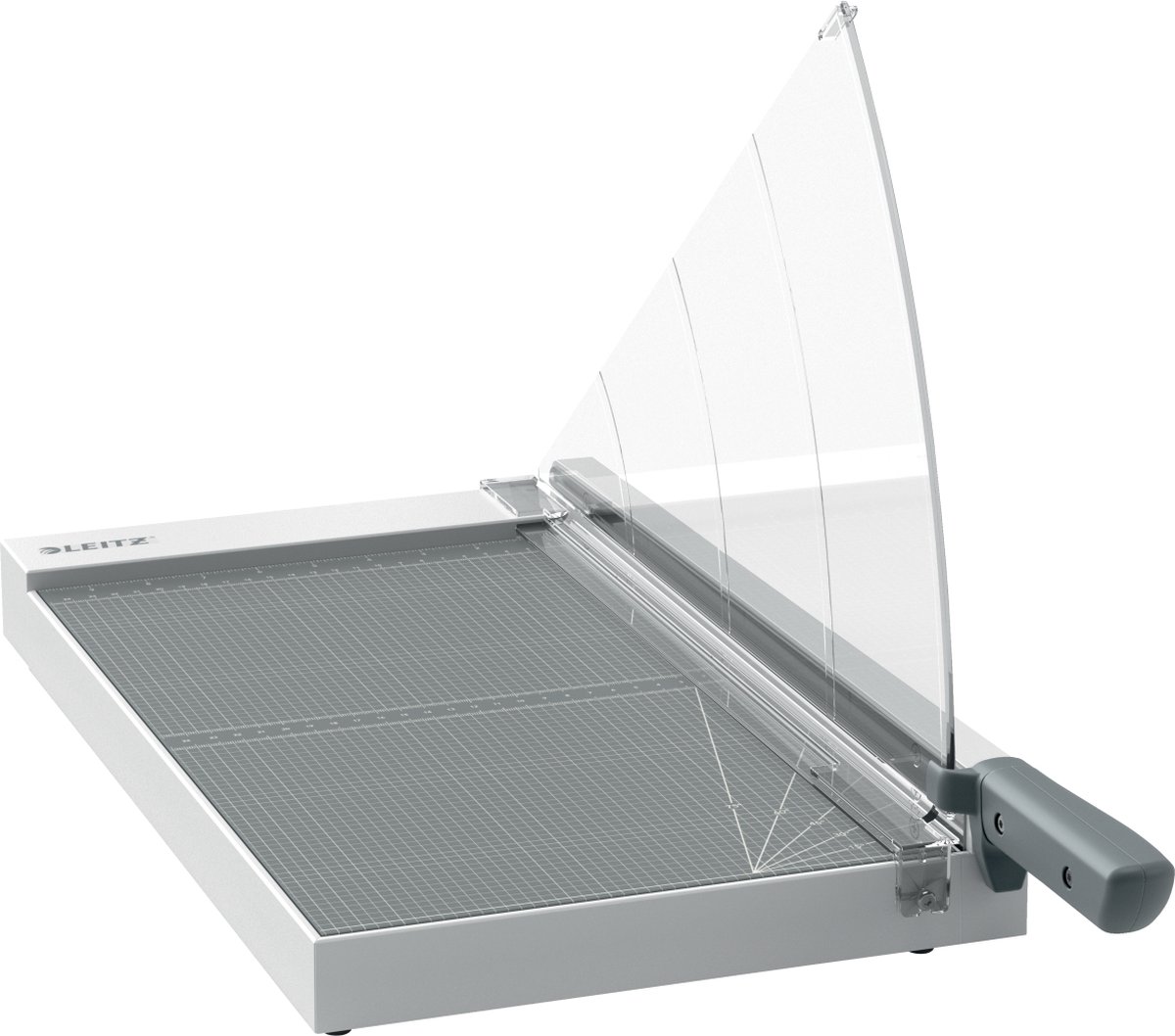 Leitz Precision Home Snijtafel A4 , Snijdt tot 25 Vellen, Snijlengte van 381 Millimeter, Stalen Snijmes, Premium Glazen Basis, Met Hulplijnen met Edge Glow en Mesbescherming, 90230000