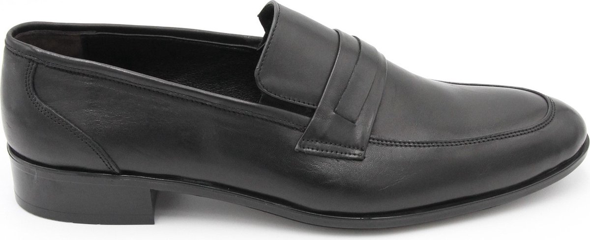 Loafers- Heren instappers- Nette schoenen 1172- Leer- Zwart 44