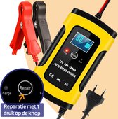 Techgenics Acculader - Druppellader 12V - Voor Motor Auto Scooter Boot Camper - 12V 6A - Geel