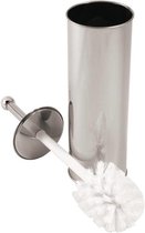 Toiletborstel met RVS houder HARRIE - Zilver / Wit - RVS / Kunststof - Ø 10 x 38 cm